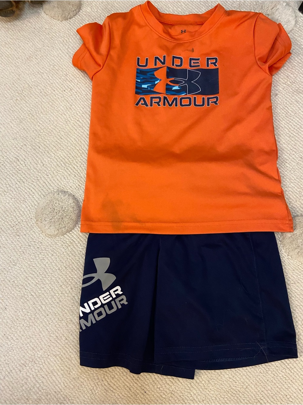 Under Armour Orange and Navy Logo Tee